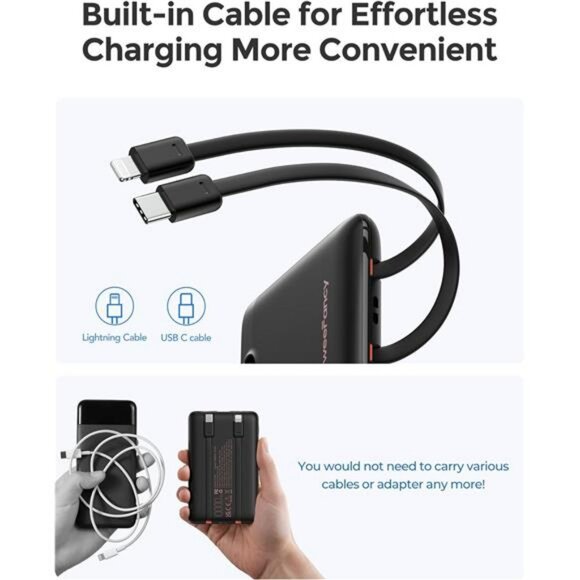 Mini Power Bank 10000mAh Fast Charging USB C iPhone Samsung Travel Charger - Picture 3 of 7